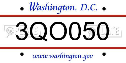 3QO050 District Of Columbia License Plate