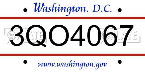3QO4067 District Of Columbia License Plate