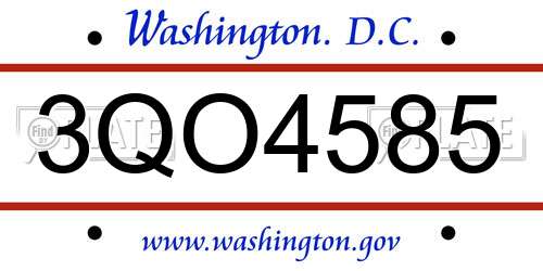 3QO4585 District Of Columbia License Plate