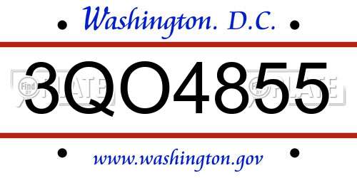 3QO4855 District Of Columbia License Plate
