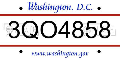 3QO4858 District Of Columbia License Plate