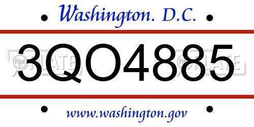 3QO4885 District Of Columbia License Plate