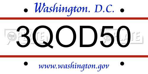 3QOD50 District Of Columbia License Plate