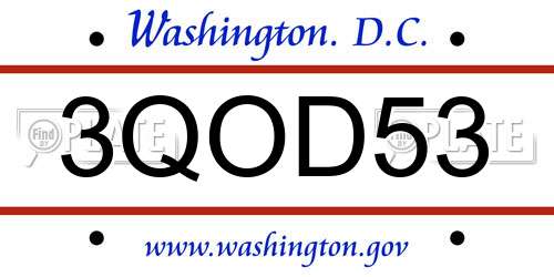 3QOD53 District Of Columbia License Plate