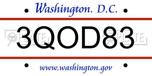 3QOD83 District Of Columbia License Plate