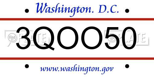 3QOO50 District Of Columbia License Plate