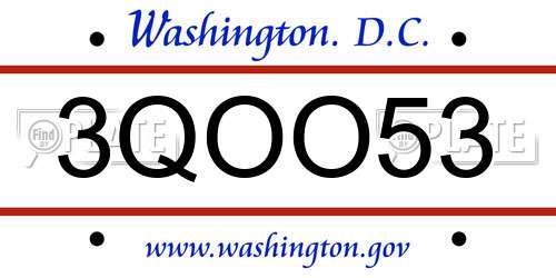 3QOO53 District Of Columbia License Plate