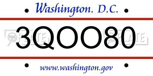 3QOO80 District Of Columbia License Plate