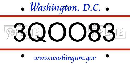 3QOO83 District Of Columbia License Plate