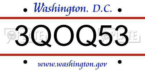 3QOQ53 District Of Columbia License Plate