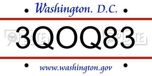 3QOQ83 District Of Columbia License Plate