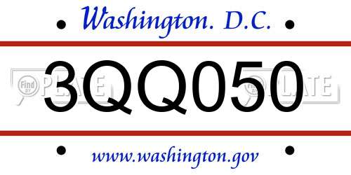 3QQ050 District Of Columbia License Plate