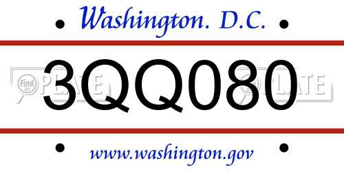 3QQ080 District Of Columbia License Plate