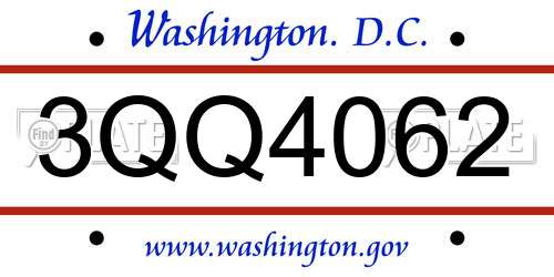 3QQ4062 District Of Columbia License Plate
