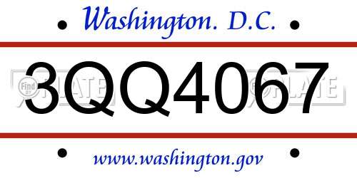 3QQ4067 District Of Columbia License Plate