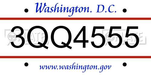 3QQ4555 District Of Columbia License Plate
