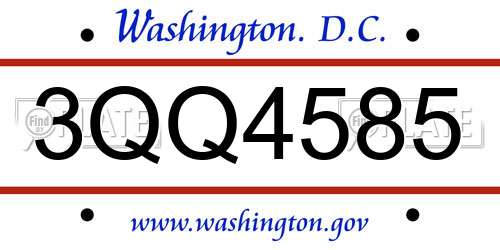 3QQ4585 District Of Columbia License Plate
