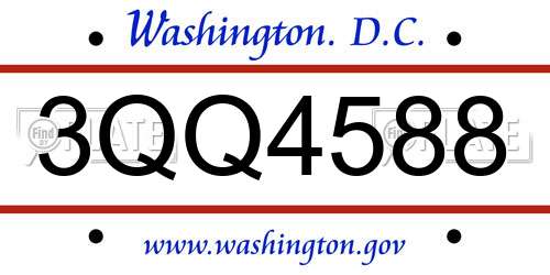 3QQ4588 District Of Columbia License Plate