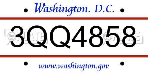 3QQ4858 District Of Columbia License Plate