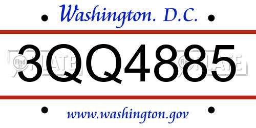 3QQ4885 District Of Columbia License Plate