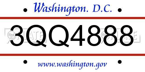 3QQ4888 District Of Columbia License Plate