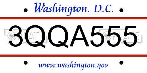 3QQA555 District Of Columbia License Plate