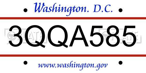 3QQA585 District Of Columbia License Plate