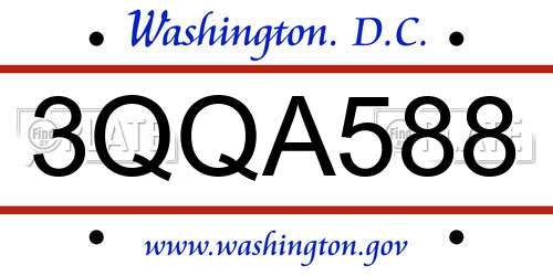 3QQA588 District Of Columbia License Plate