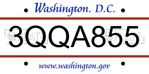 3QQA855 District Of Columbia License Plate