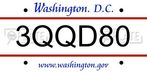 3QQD80 District Of Columbia License Plate