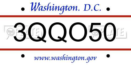3QQO50 District Of Columbia License Plate