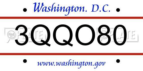 3QQO80 District Of Columbia License Plate