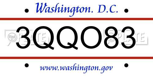 3QQO83 District Of Columbia License Plate