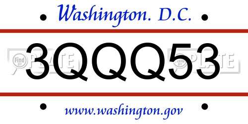 3QQQ53 District Of Columbia License Plate
