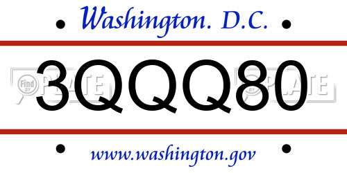 3QQQ80 District Of Columbia License Plate