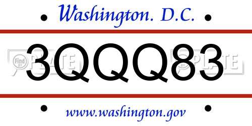 3QQQ83 District Of Columbia License Plate