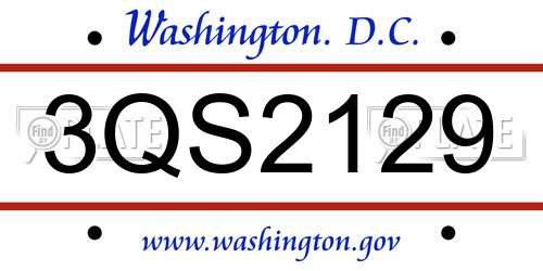 3QS2129 District Of Columbia License Plate