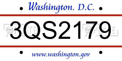3QS2179 District Of Columbia License Plate