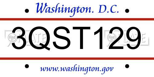 3QST129 District Of Columbia License Plate