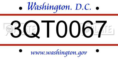 3QT0067 District Of Columbia License Plate