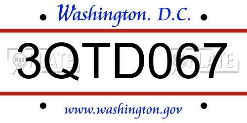 3QTD067 District Of Columbia License Plate