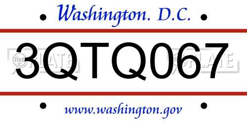 3QTQ067 District Of Columbia License Plate