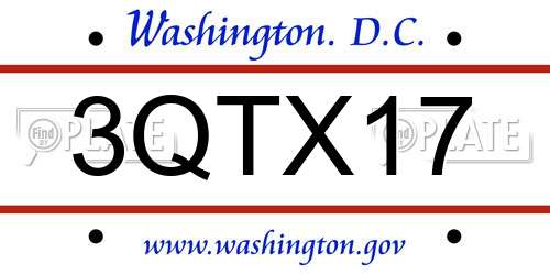3QTX17 District Of Columbia License Plate