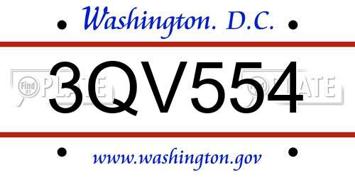 3QV554 District Of Columbia License Plate
