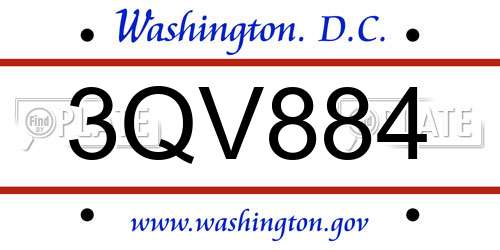 3QV884 District Of Columbia License Plate