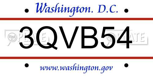 3QVB54 District Of Columbia License Plate
