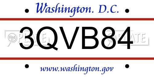 3QVB84 District Of Columbia License Plate