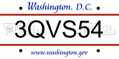 3QVS54 District Of Columbia License Plate