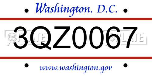 3QZ0067 District Of Columbia License Plate