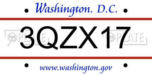 3QZX17 District Of Columbia License Plate